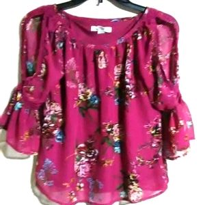 Knit works colorful design blouse size large